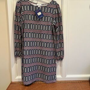 Jude Connally Geometric Long Sleeve Dress - Black, White, Red